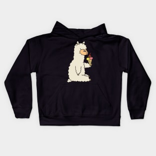 Alpaca with ice cream. Kids Hoodie